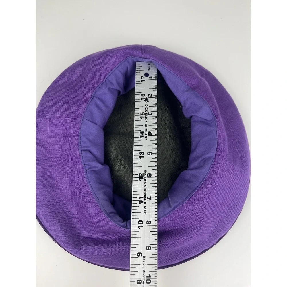 Vtg Hattitude NYC Womens Hat Cloche Raised Bucket Olive Green Purple Boho 90s